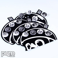 Black & White Mash Button Packs with Die Cut Backer Card and Four Buttons
