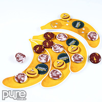 Banana Shaped Custom Button Packs for Jacques and Lise