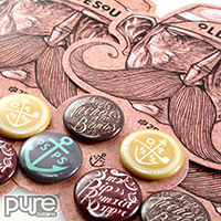 Closeup of Pin-Back Buttons on Olde Soul Button Packs