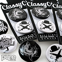 Closeup of Classy Crooks Button Packs