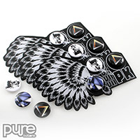 Die Cut Button Packs Featuring a Native American Headdress Design and Three Custom Buttons